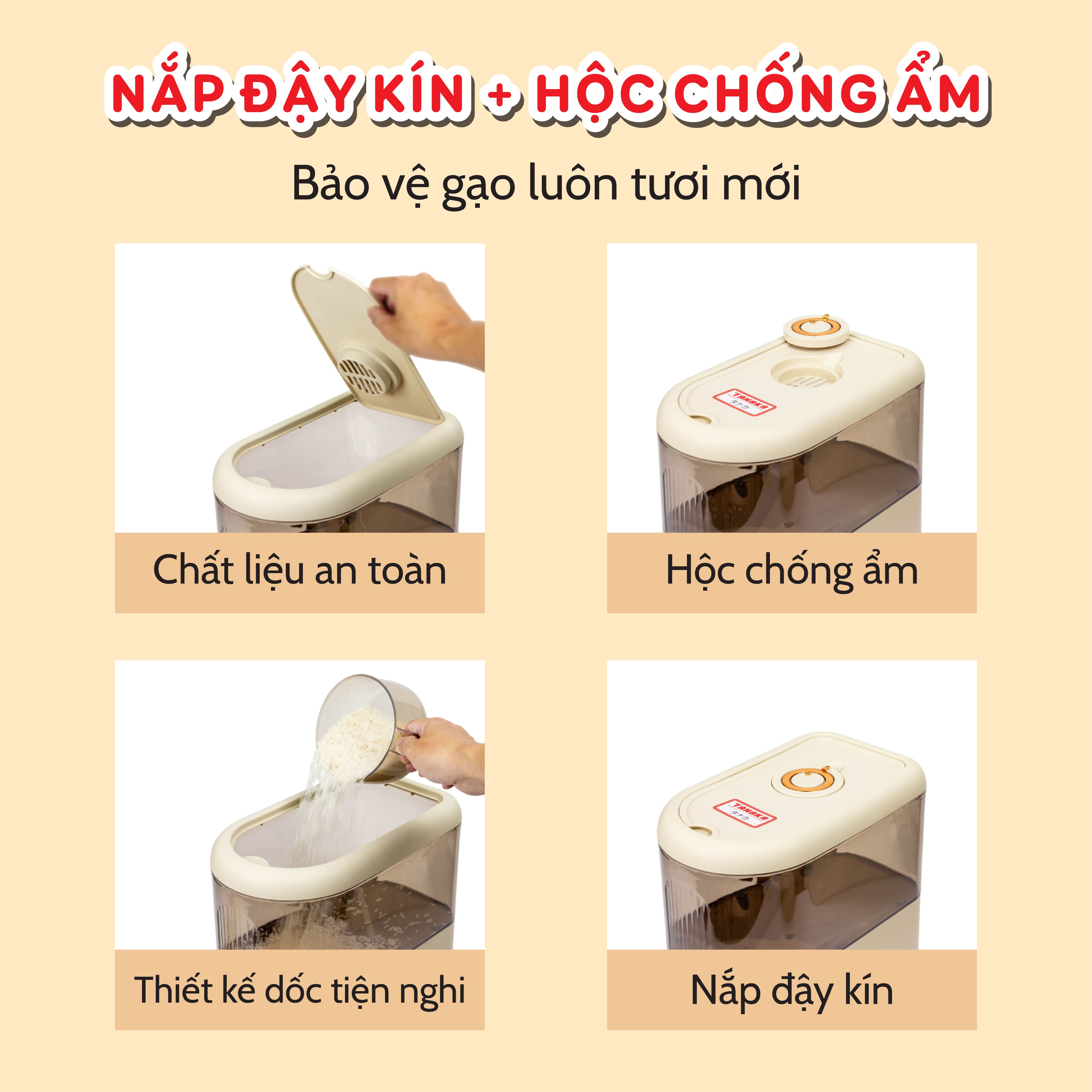 Thùng gạo 5 kg Tanaka TG0205-TRANS trong suốt Màu Trắng