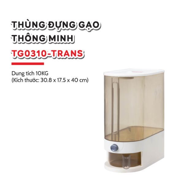 Thùng gạo 10 kg Tanaka TG0310-TRANS trong suốt Màu Trắng