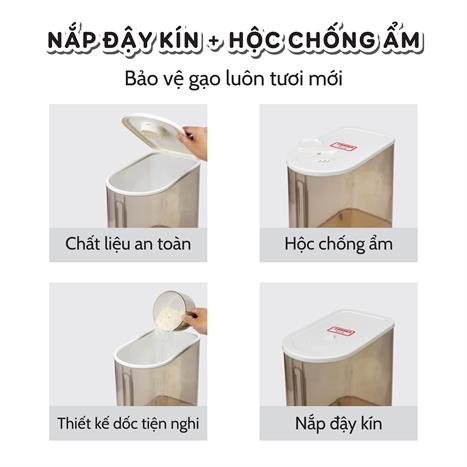 Thùng gạo 10 kg Tanaka TG0310-TRANS trong suốt Màu Trắng