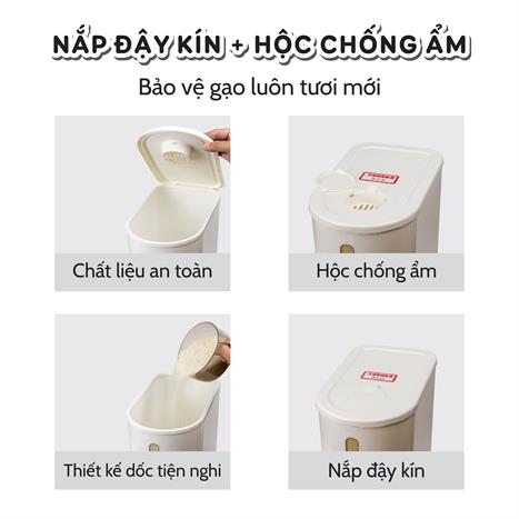 Thùng gạo 10 kg Tanaka TG0310-WH trắng Màu Trắng