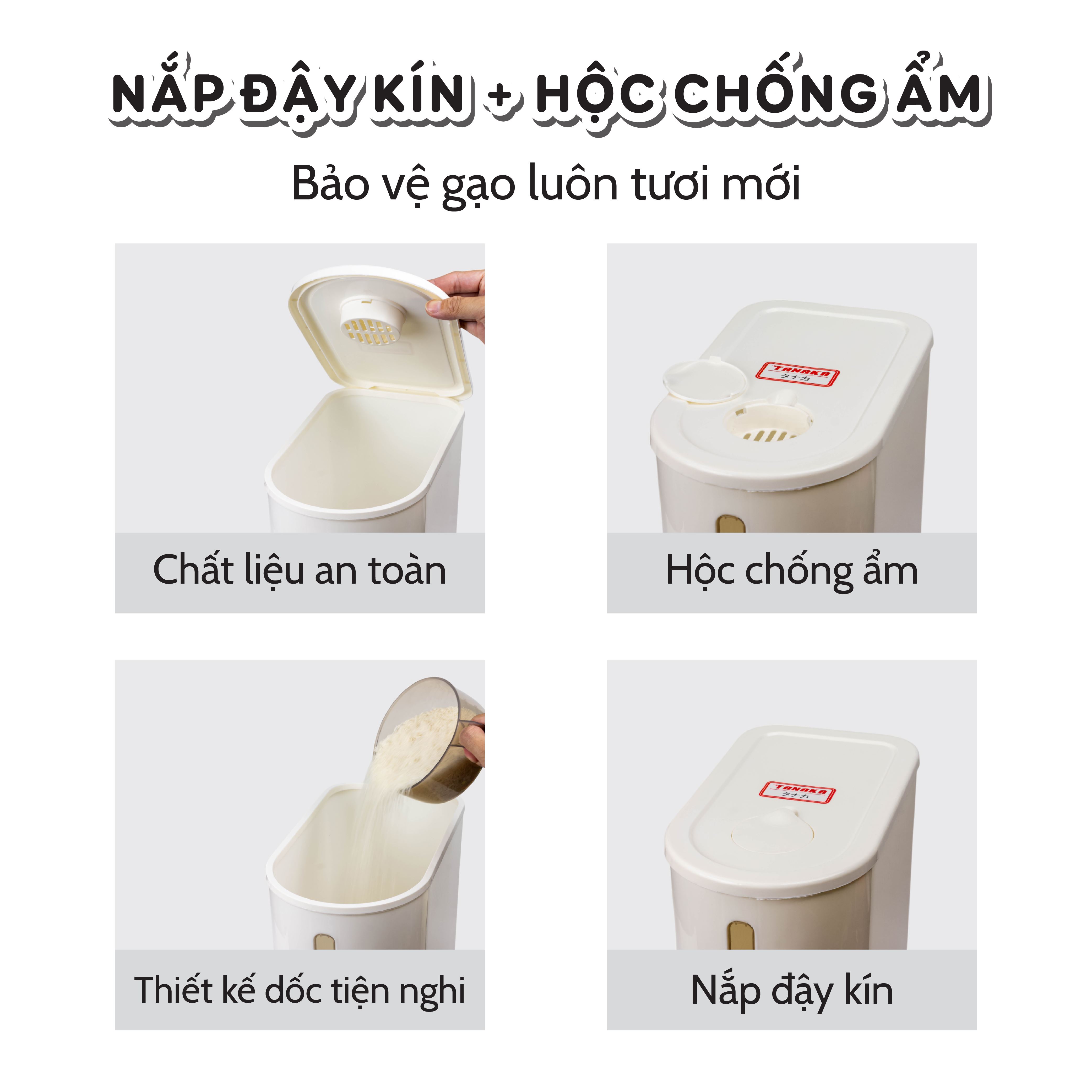 Thùng gạo 10 kg Tanaka TG0310-WH trắng Màu Trắng
