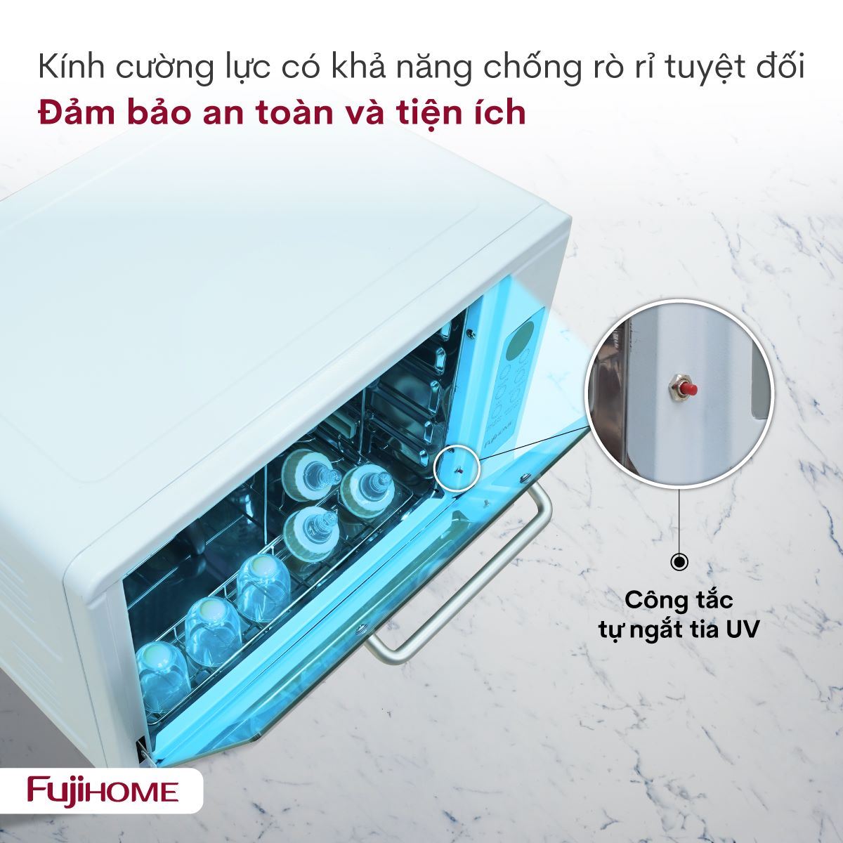 Tủ sấy chén bát tiệt trùng Fujihome DD48 Màu Trắng
