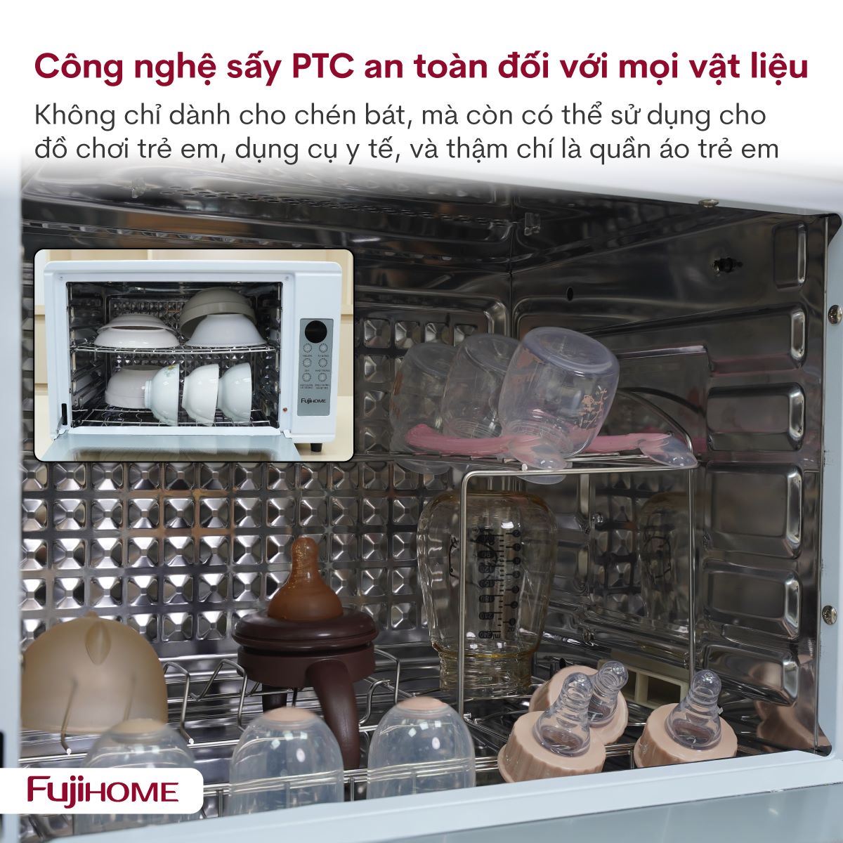 Tủ sấy chén bát tiệt trùng Fujihome DD48 Màu Trắng