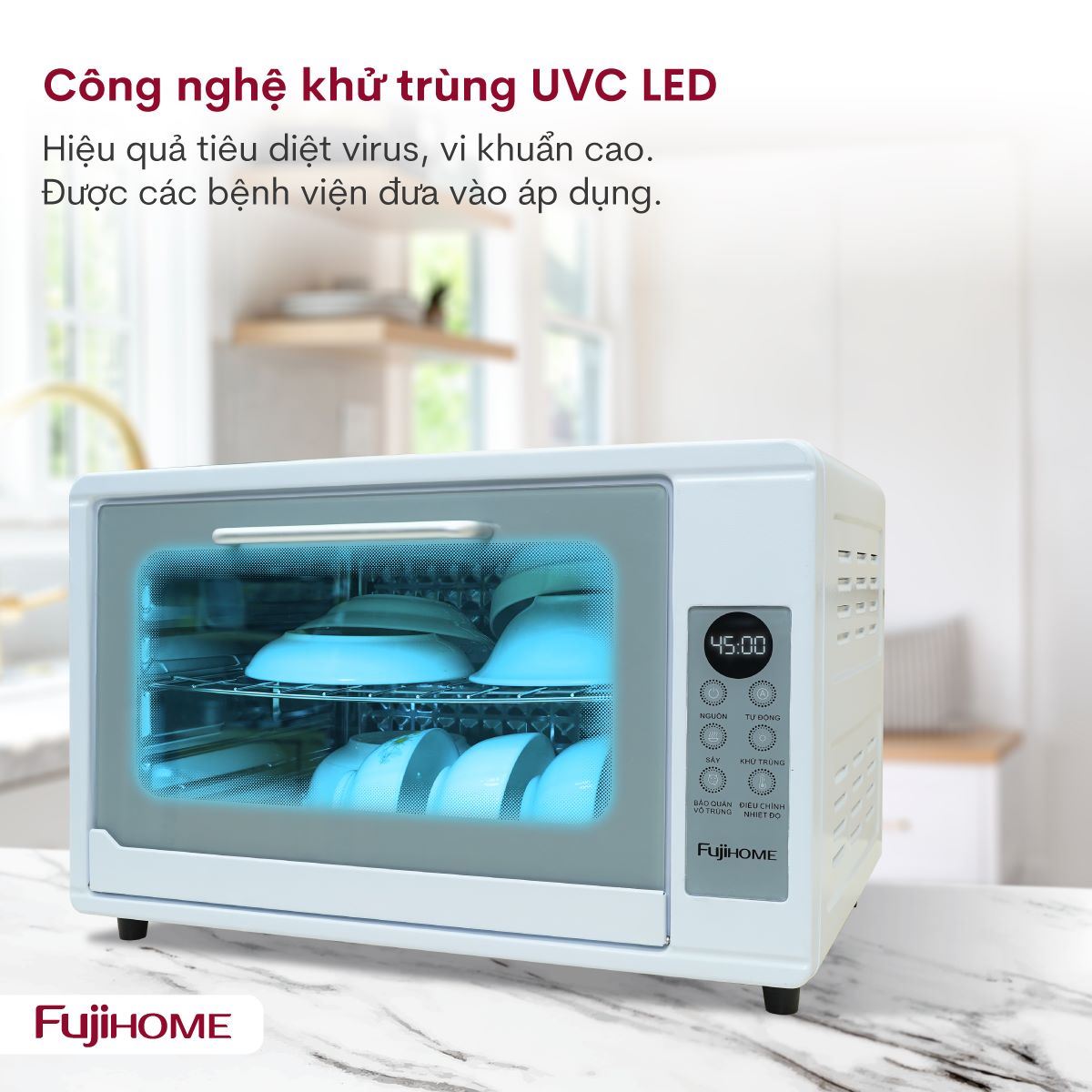 Tủ sấy chén bát tiệt trùng Fujihome DD48 Màu Trắng
