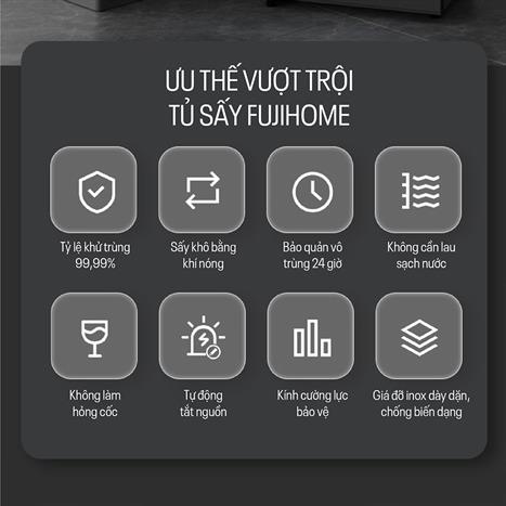Tủ sấy chén bát tiệt trùng Fujihome DD180 Màu Đen