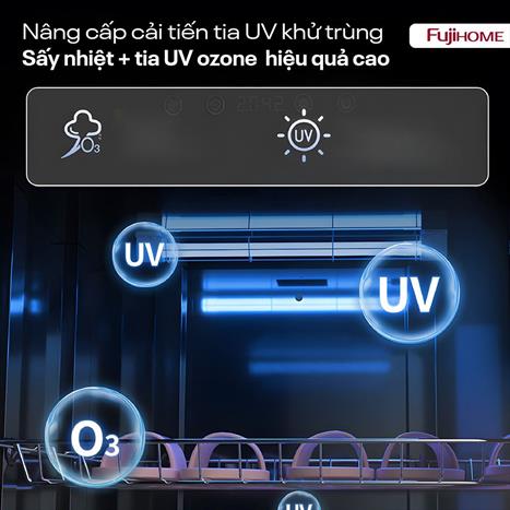 Tủ sấy chén bát tiệt trùng Fujihome DD220 Màu Đen