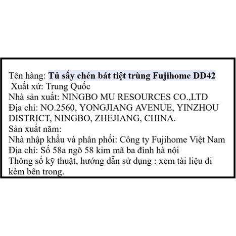 Tủ sấy chén bát tiệt trùng Fujihome DD42 Màu Bạc