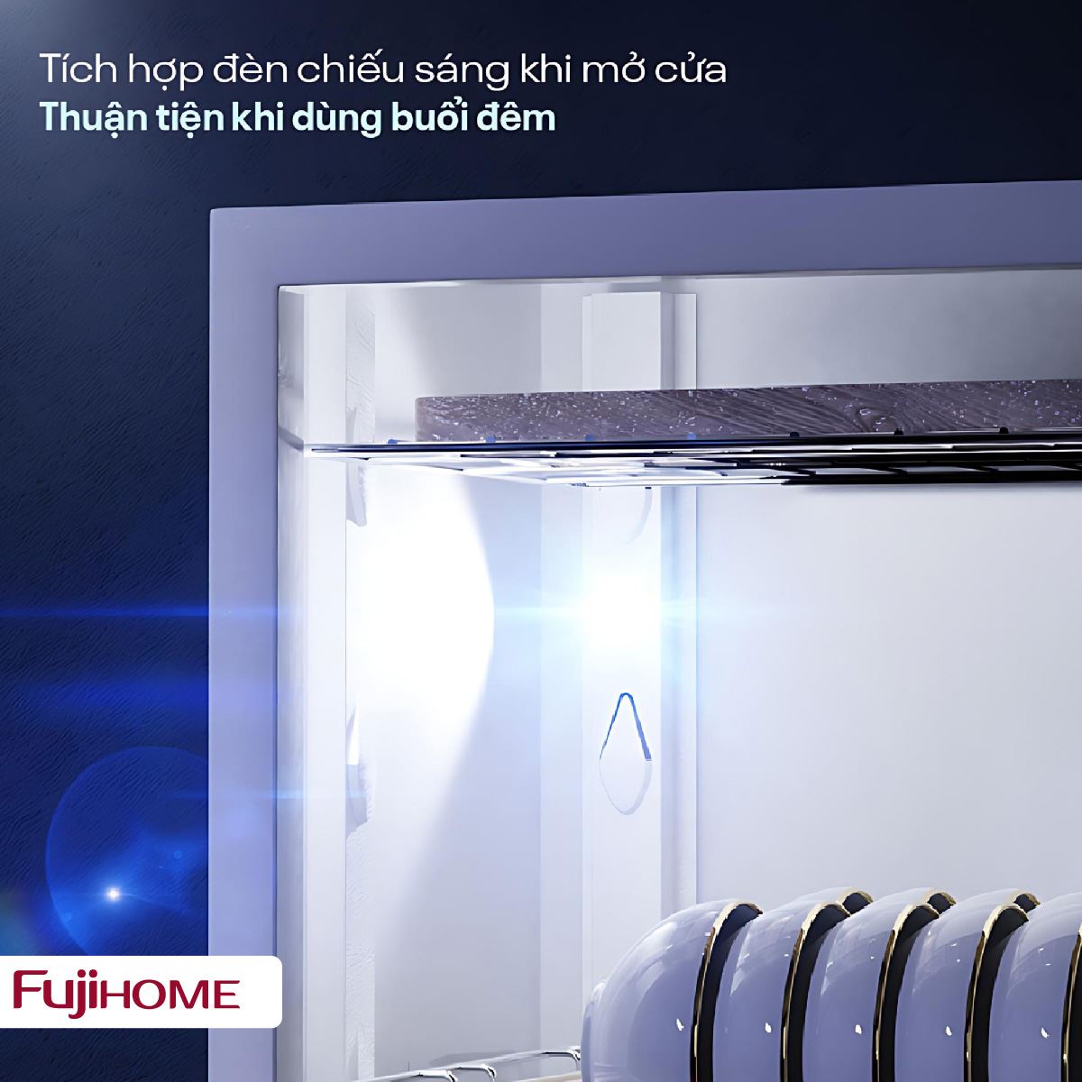 Tủ sấy chén bát tiệt trùng Fujihome DD68 Màu Bạc