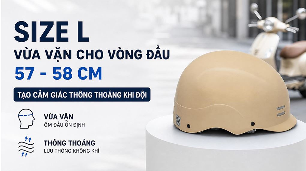 Mũ 1/2 size L Delites ATN52 be kem Màu Màu be