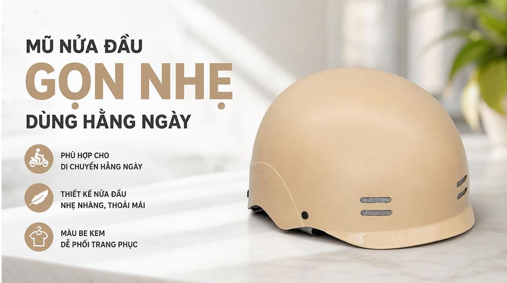 Mũ 1/2 size L Delites ATN52 be kem Màu Màu be