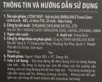 Vali kéo Lock&Lock LTZ901WHT 20 inch Trắng Màu Trắng