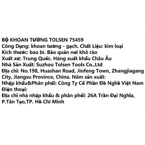 Mũi khoan tường Tolsen 75459 4-10 mm (bộ 5 mũi)