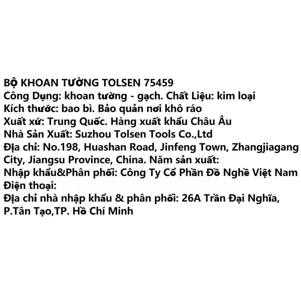 Mũi khoan tường Tolsen 75459 4-10 mm (bộ 5 mũi)