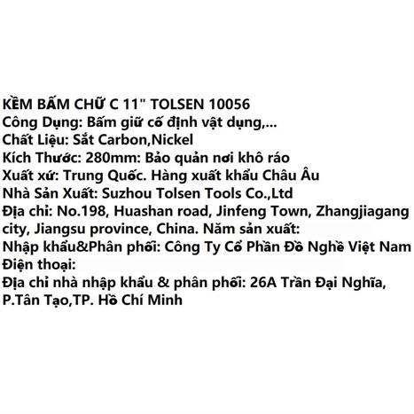 Kìm bấm chữ C Tolsen 10056 28 cm
