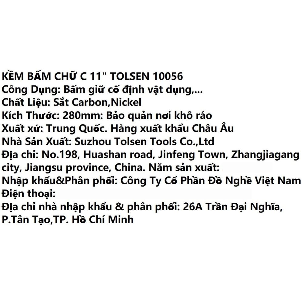 Kìm bấm chữ C Tolsen 10056 28 cm