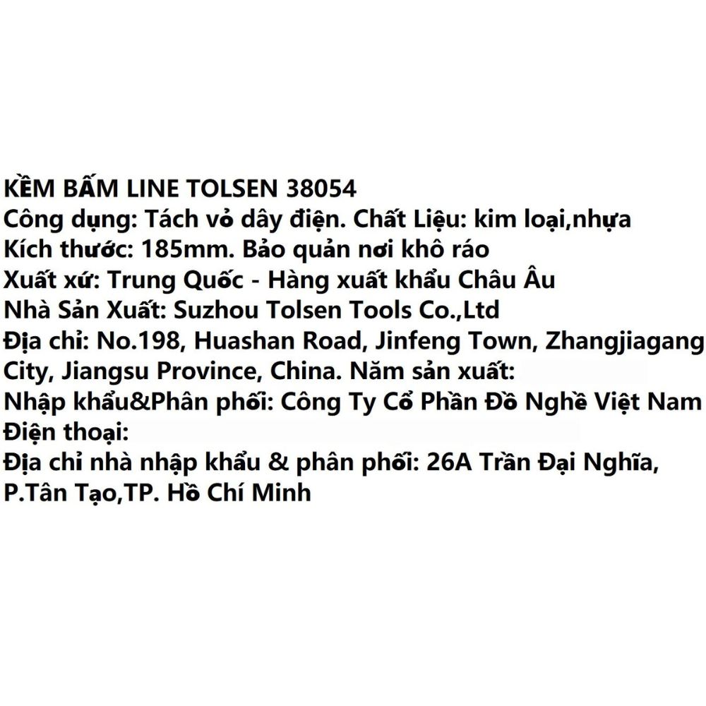 Kìm bấm line Tolsen 38054 18.5 cm