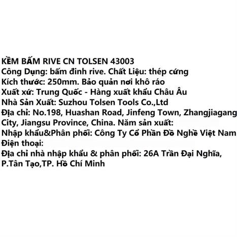 Kìm bấm rive Tolsen 43003 25 cm