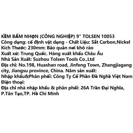 Kìm bấm nhọn Tolsen 10053 23 cm Màu Đen - Vàng