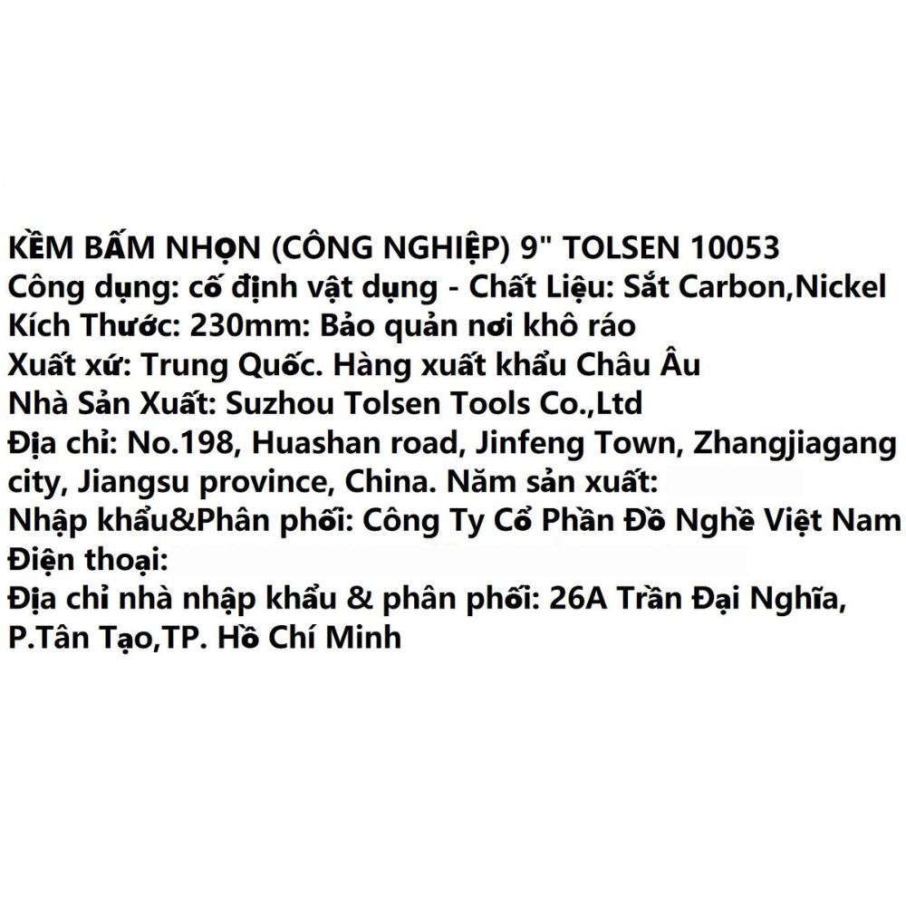 Kìm bấm nhọn Tolsen 10053 23 cm Màu Đen - Vàng