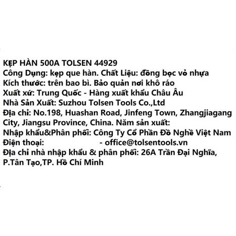 Kẹp hàn Tolsen 44929 Màu Đen - Vàng