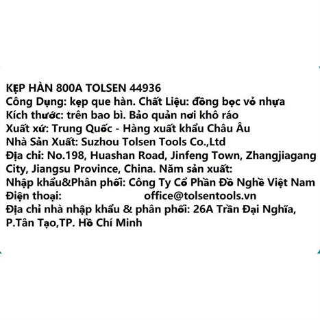 Kẹp hàn Tolsen 44936 Màu Đen - Vàng