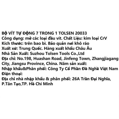 Bộ tua vít tự động 7 in 1 4 mm - PH3 Tolsen 20033