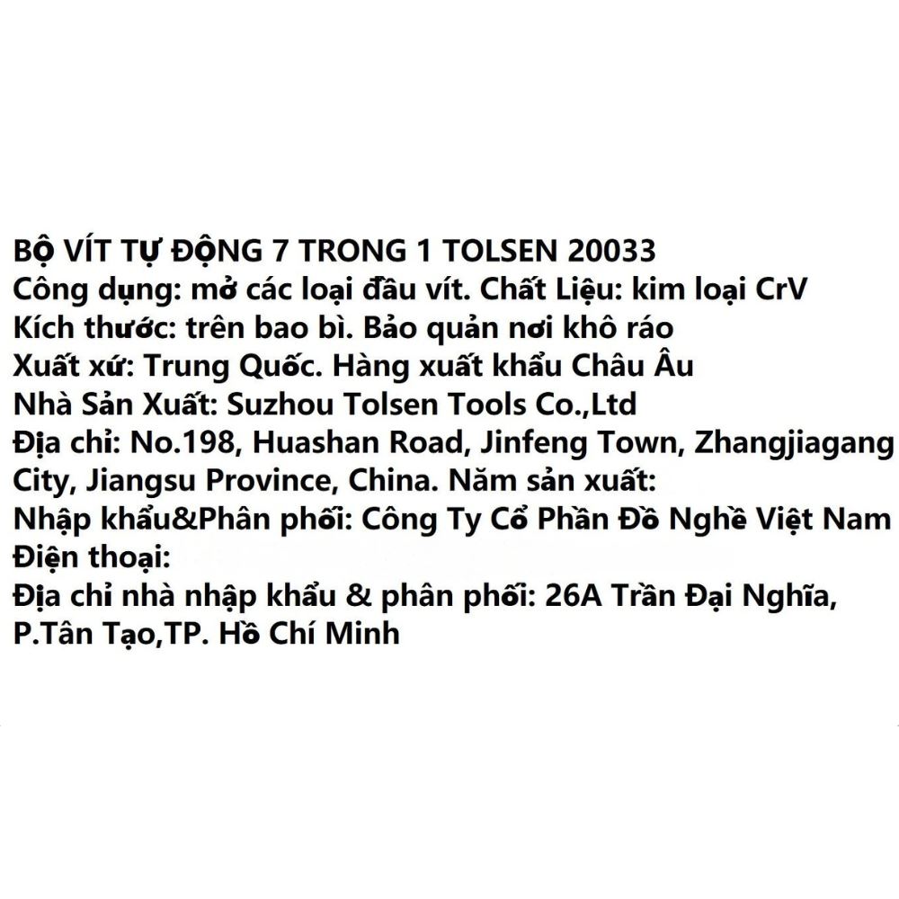 Bộ tua vít tự động 7 in 1 4 mm - PH3 Tolsen 20033