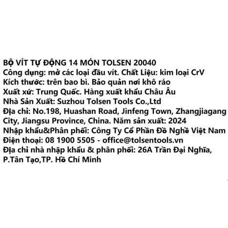 Bộ tua vít tự động 6 mm - T25 Tolsen 20040 (14 mũi)
