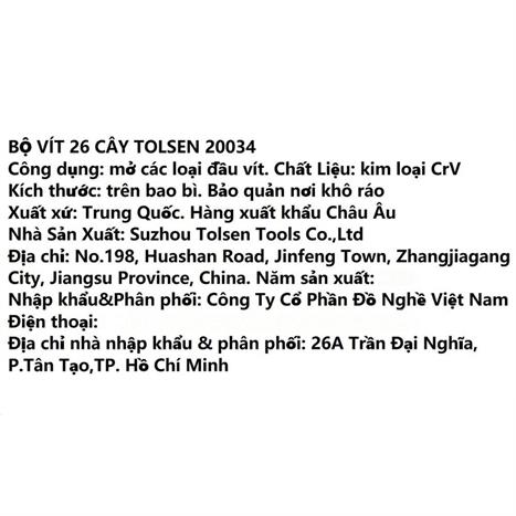 Bộ tua vít Tolsen 20034 (26 chi tiết)