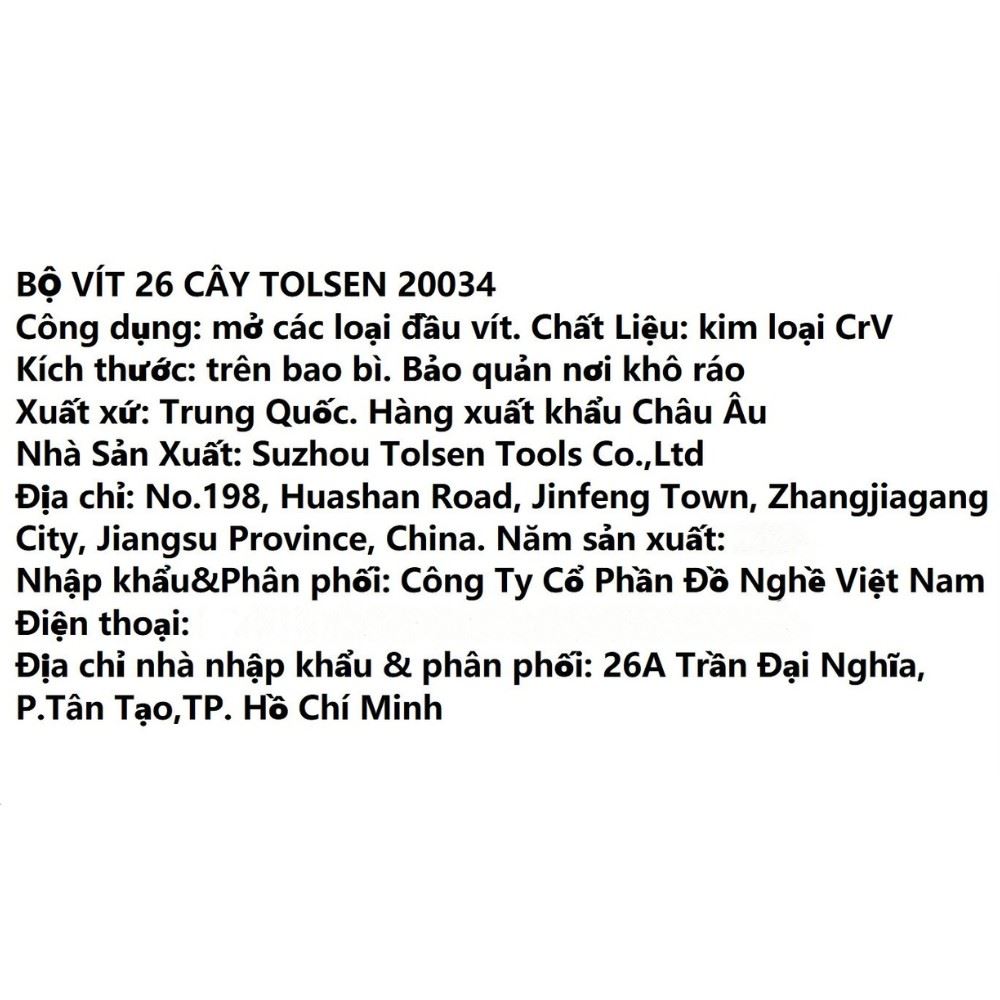 Bộ tua vít Tolsen 20034 (26 chi tiết)