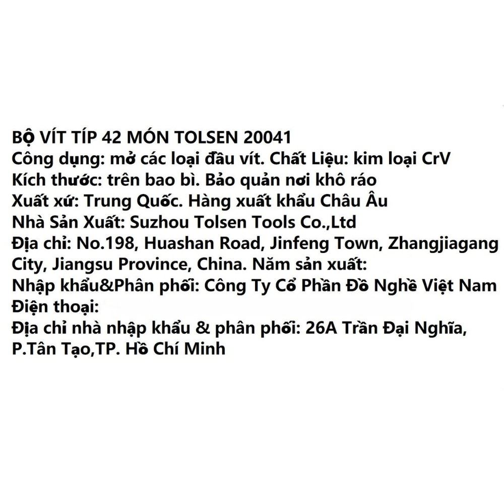 Bộ tua vít Tolsen 20041 (42 chi tiết) Màu Đen - Vàng