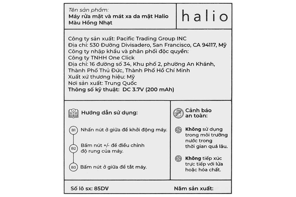 Máy rửa mặt và massage Halio Baby Pink Màu Hồng phấn