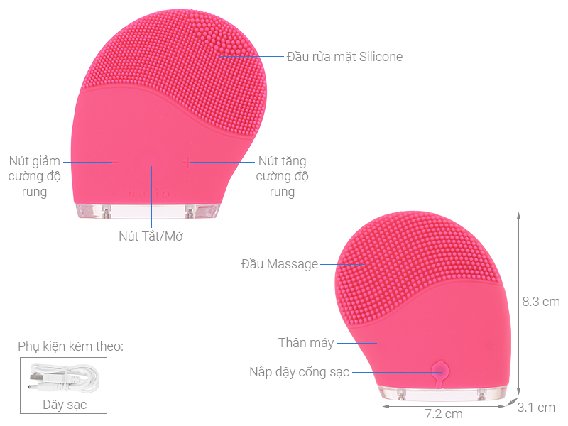 Máy rửa mặt và massage Halio Hot Pink