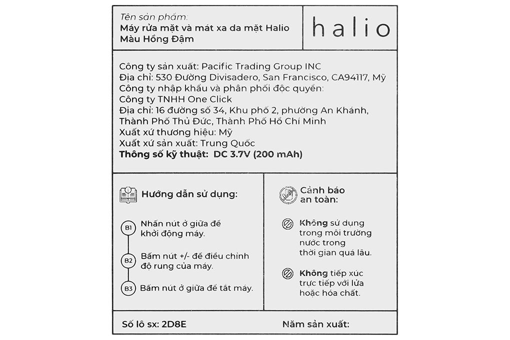 Máy rửa mặt và massage Halio Hot Pink Màu Hồng