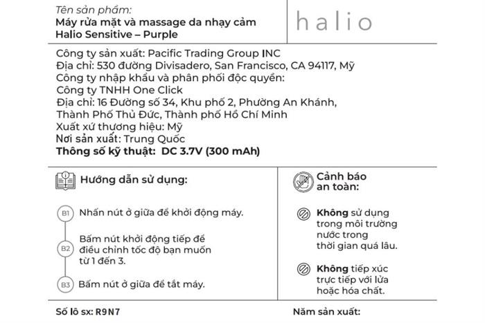 Máy rửa mặt và massage Halio Purple Rain Màu Tím