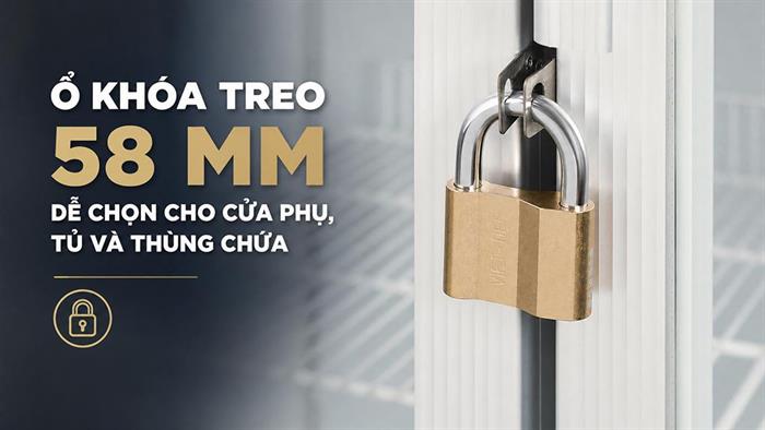 Ổ khóa đồng 58 mm Việt-Tiệp 0163M Màu Vàng đồng