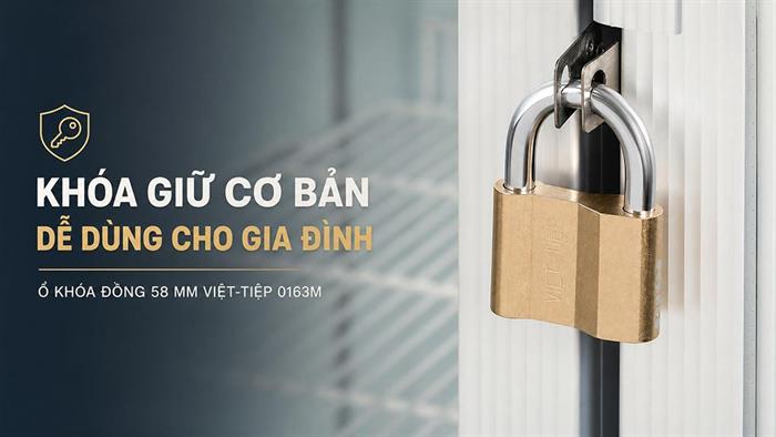 Ổ khóa đồng 58 mm Việt-Tiệp 0163M Màu Vàng đồng