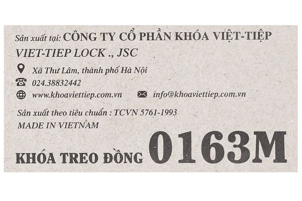 Ổ khóa đồng 58 mm Việt-Tiệp 0163M Màu Vàng đồng