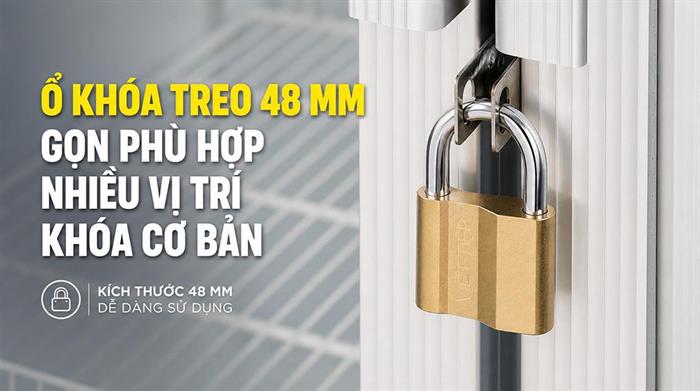 Ổ khóa đồng 48 mm Việt-Tiệp 0152M Màu Vàng đồng