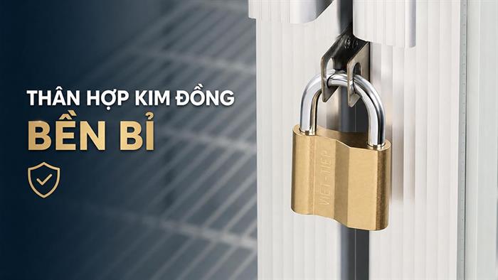 Ổ khóa đồng 48 mm Việt-Tiệp 0152M Màu Vàng đồng