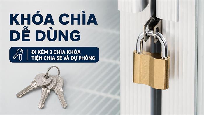 Ổ khóa đồng 48 mm Việt-Tiệp 0152M Màu Vàng đồng