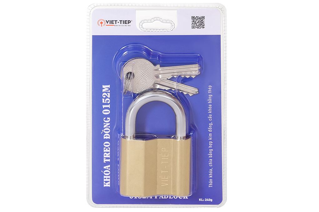 Ổ khóa đồng 48 mm Việt-Tiệp 0152M Màu Vàng đồng