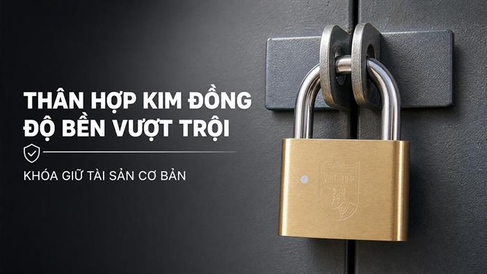 Ổ khóa bấm đồng 60 mm Việt-Tiệp 01601 Màu Vàng đồng