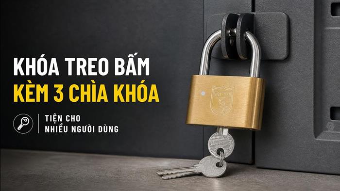 Ổ khóa bấm đồng 60 mm Việt-Tiệp 01601 Màu Vàng đồng
