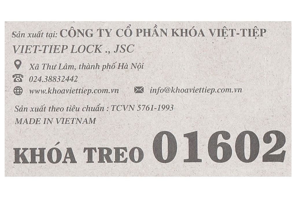 Ổ khóa chống cắt kẽm 60 mm Việt-Tiệp 01602 Màu Bạc