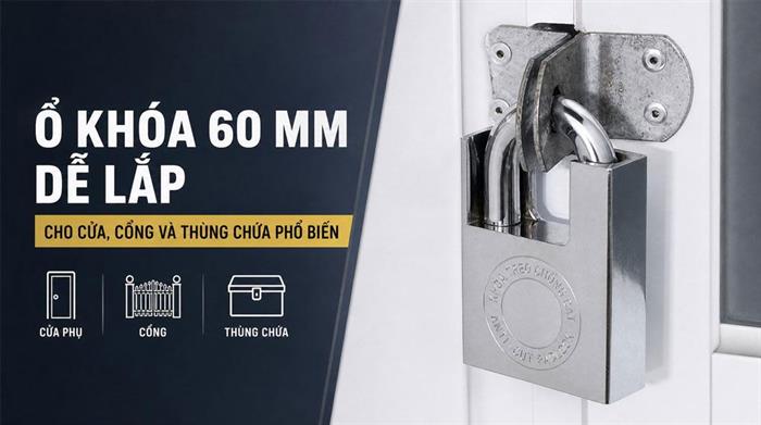 Ổ khóa chống cắt kẽm 60 mm Việt-Tiệp 01602 Màu Bạc