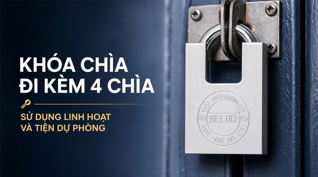 Ổ khóa chống cắt kẽm 60 mm Việt-Tiệp 01602 Màu Bạc