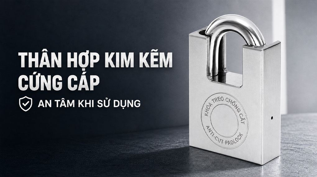 Ổ khóa chống cắt kẽm 60 mm Việt-Tiệp 01602 Màu Bạc