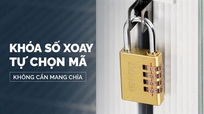 Ổ khóa số xoay đồng 40 mm Việt-Tiệp 13131 Màu Vàng đồng