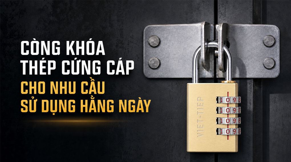 Ổ khóa số xoay đồng 40 mm Việt-Tiệp 13131 Màu Vàng đồng